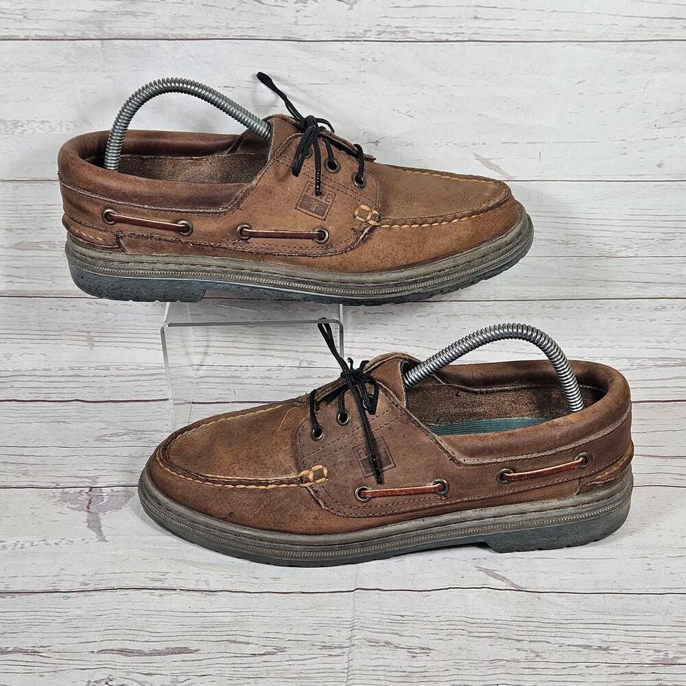 FRYE Apalachian Boat Shoes Men's Brown Leather 8.5 M Moc Toe Deck Shoes